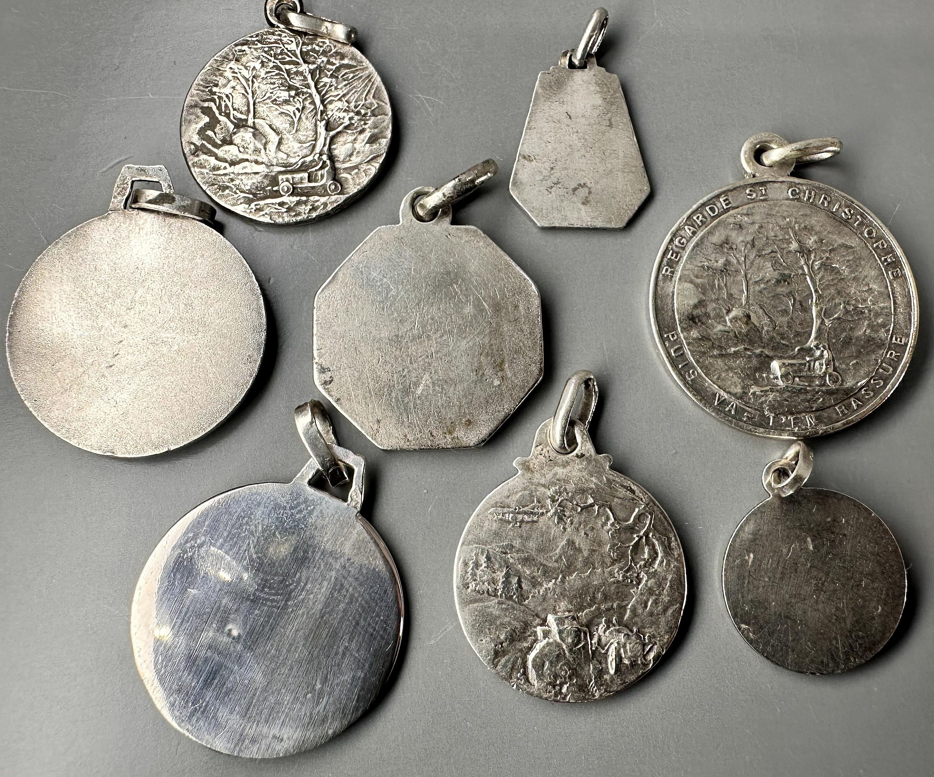 Ancien Pendentif En Métal Argenté Régionale Saint Christophe Plaque Médaille