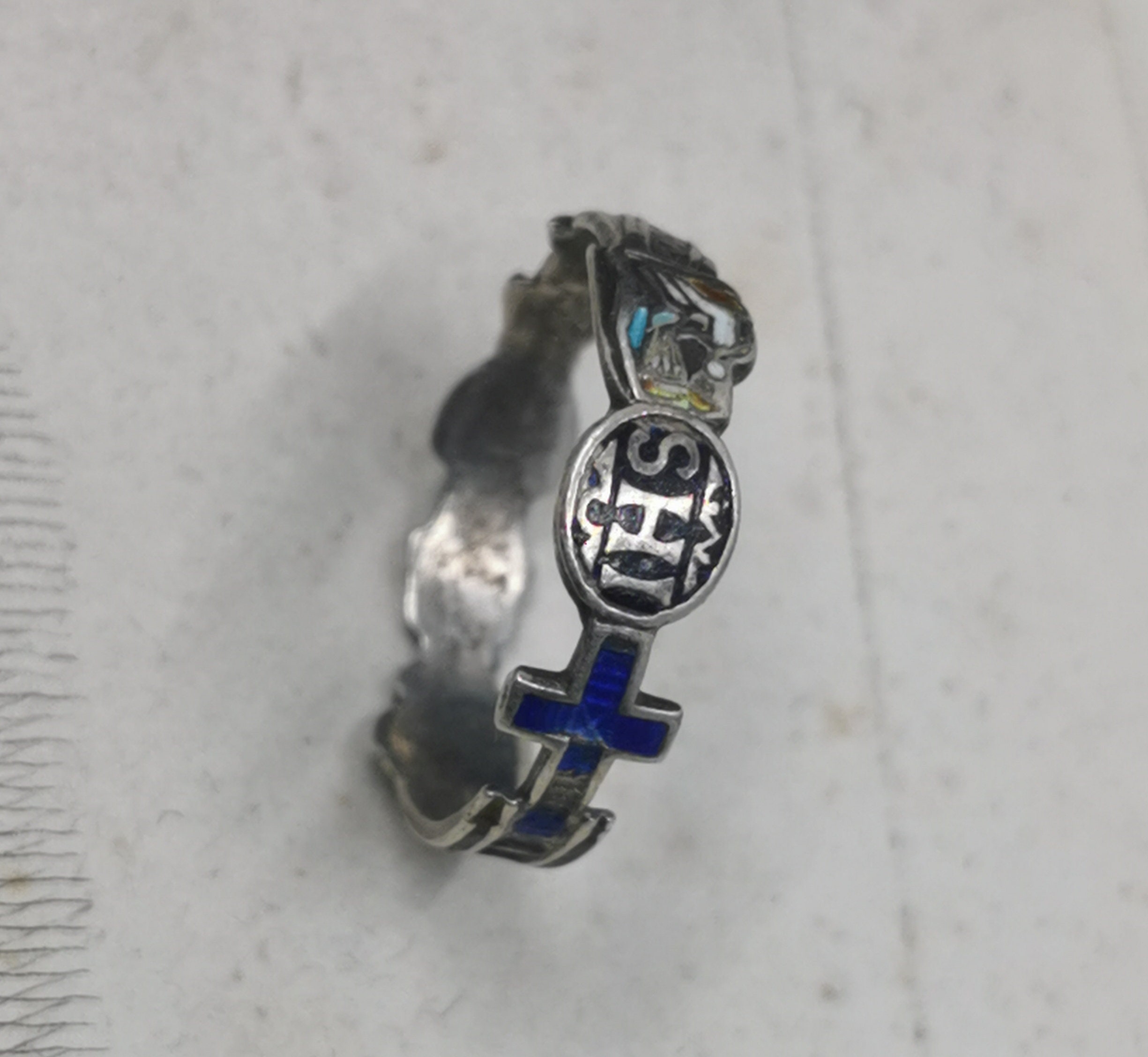 Antique German Jesuit Ring Catholic IHS Enamel Ring US Size Etsy