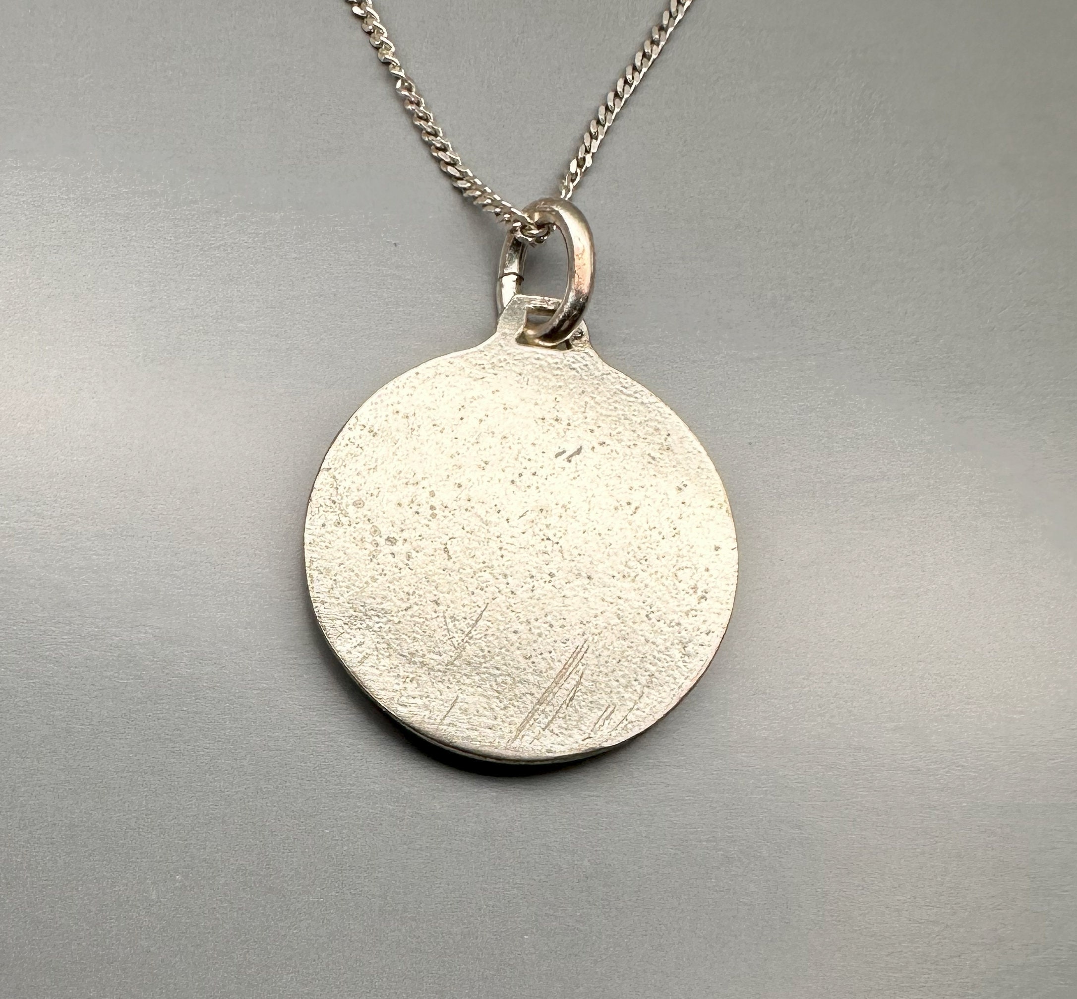 15" Sterling Virgin Mary Necklace, French Madonna and Child Medal - Etsy