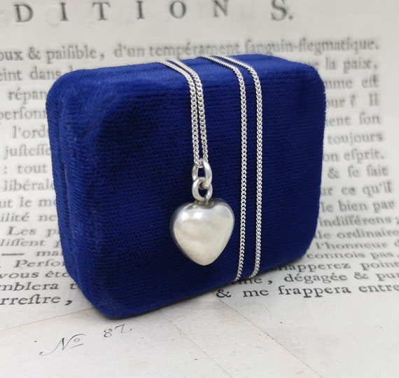 17" Dainty Heart Necklace, Heart Pendant, Sterling