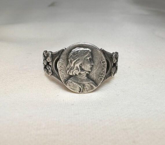 Antique Joan Of Arc Ring, French Silver Saint Rin… - image 3