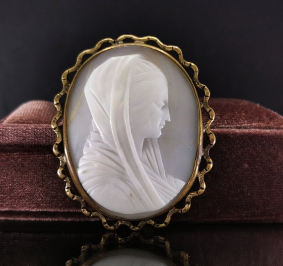 Antique Religious Brooch, Virgin Mary Brooch, German