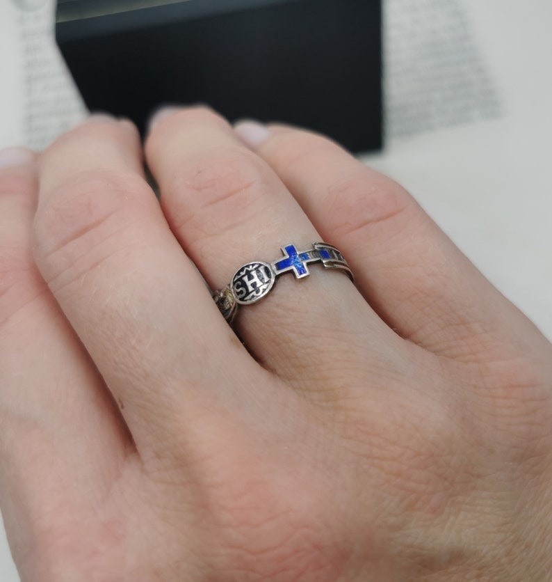 Antique German Jesuit Ring Catholic IHS Enamel Ring US Size Etsy