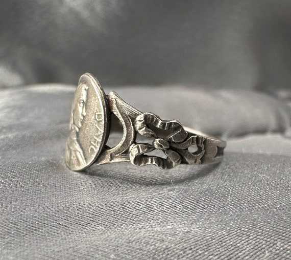 Antique Joan Of Arc Ring, French Silver Saint Rin… - image 6