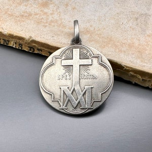 Vintage Saint Marie-Madeleine Postel Medal, Religious Medal, 800 Silver, Patron Saint Pendant, Sisters of Christian Schools