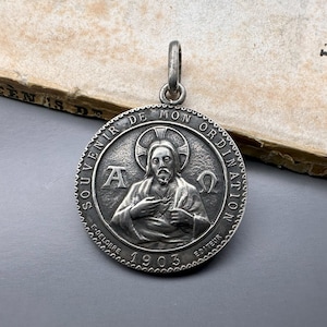 Antique Virgin Mary Pendant, Mater de Bono Consilio