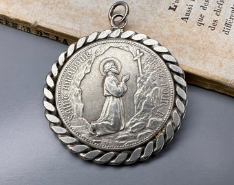 Vintage Saint Amadour Medal: French Silver-Plated Catholic Pendant