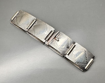 Antique Bohemian Silver Panel Bracelet: Handmade 800 Silver