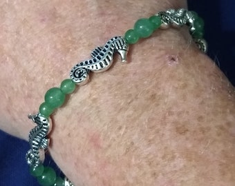 Green Aventurine and sea horse bracelet