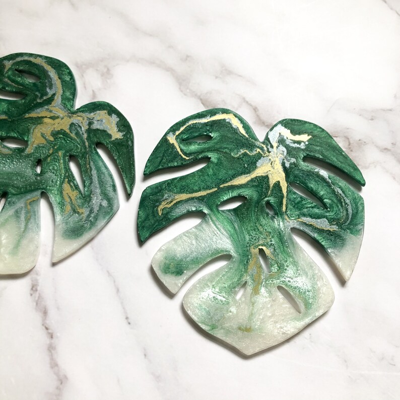 Emerald Green Monstera Leaf Coasters Etsy