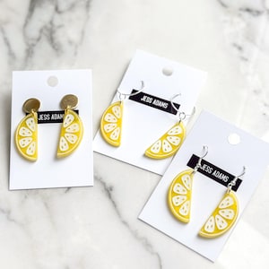 Lemon Earrings / Fruit Earrings / Citrus Slice Earrings