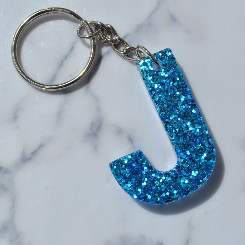 Glitter Initial Keyring Etsy