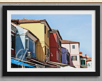 Bright Coastal Wall Art Print, Italy Wall Art Print, Bright Print to Frame, Digital Download, Nautical Decor, Large Wall Art, Large Poster