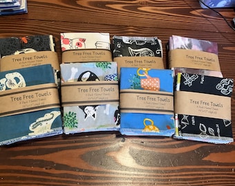 Tree Free towels unpaper towels reusable zero-waste flannel paperless towels Set of 4