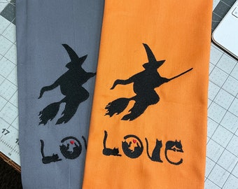 Witch and Black cat love Funny Sarcastic Tea Towel, kitchen Towels Funny kitchen Decor