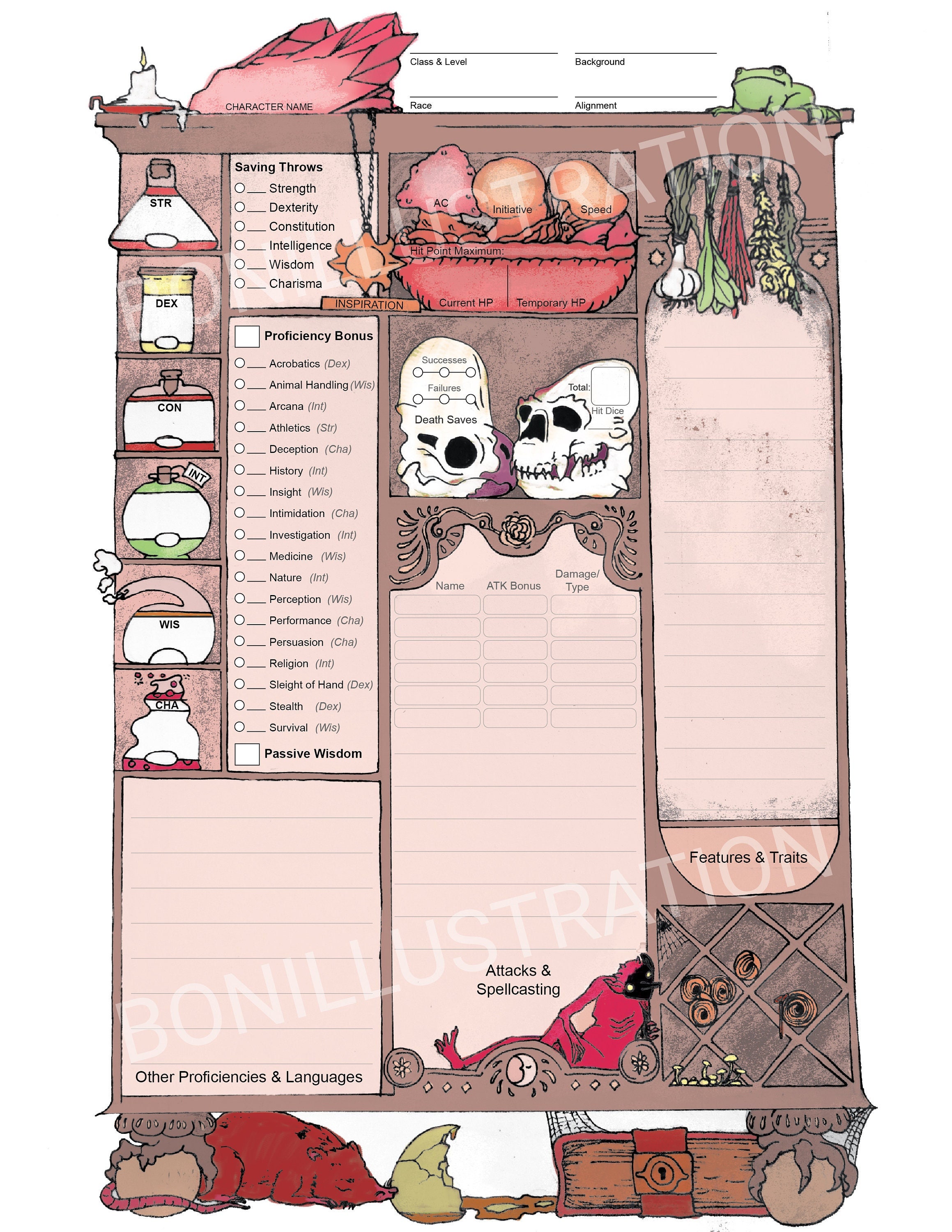 Druid Tracker for D&D 5 colors Wood and Dungeons and