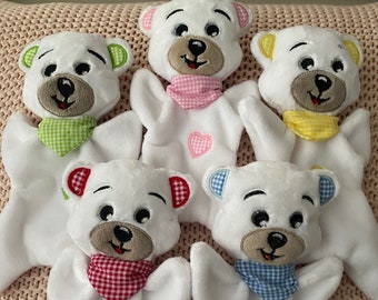 Suave oso de peluche juguete / toalla de peluche. Regalo de bebé bordado.