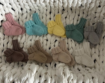 Calcetines tejidos para bebé, calcetines hechos a mano, primeros calcetines para bebé, idea de regalo para bebé, calcetines para bebé, calcetines unisex