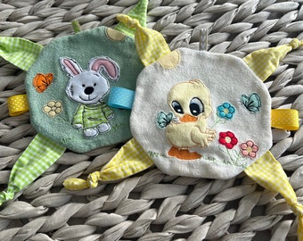 Tela para acurrucarse/Juguete de agarre/Conejito y pato, Tela para abrazar, Bebé, Regalo