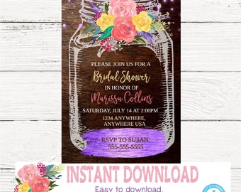 mason jar bridal shower invite etsy mason jar bridal shower invitations