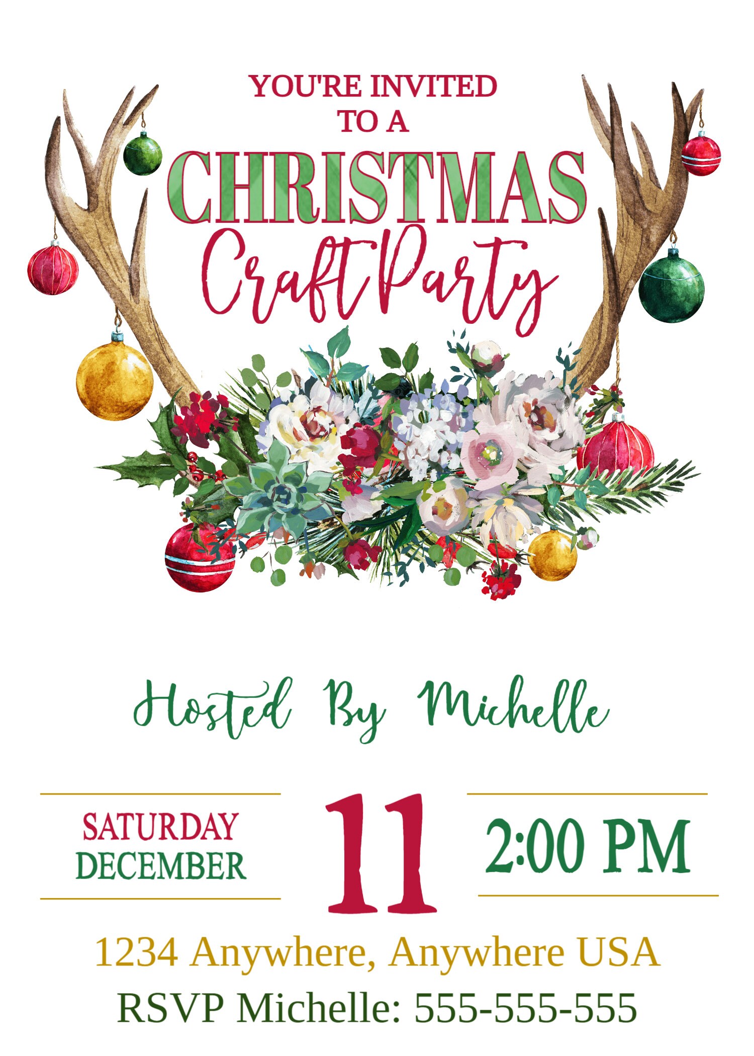 Christmas Craft Party Invitation Holiday Craft Party Invite  Etsy