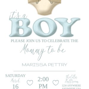 Diaper Baby Shower Invitation, Printable Shower Invite, Baby Shower ...