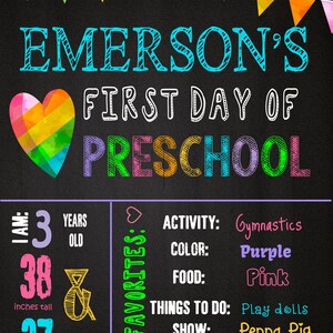 Back to School, Rainbow Heart First Day of School Sign, Back to School ...