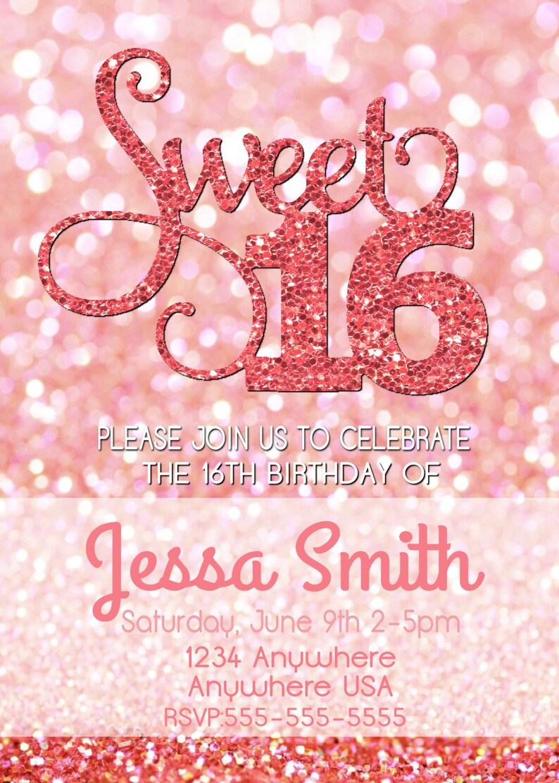 Printable Sweet 16 Invitation Birthday Invitation Template Etsy
