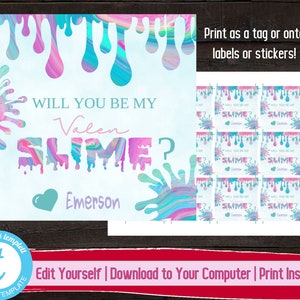 Valentine's Day Tag, Valenslime Valentines Day Sticker, Printable ...