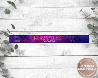 Music Festival VIP Birthday Wristband, Editable Birthday, Printable VIP Wrist Band Template, Templett, Edit Yourself, Instant Download