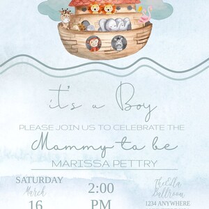 Noah's Ark Baby Shower Invitation Printable Baby Shower - Etsy