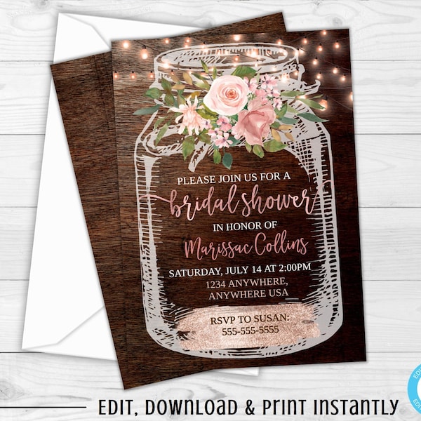 Rustic Bridal Shower Invitation Etsy
