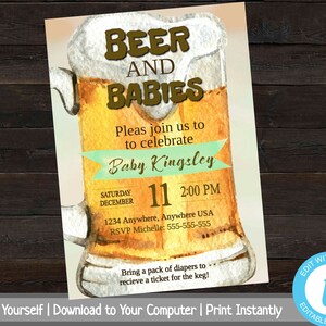 Printable Diaper Party Invitation, Man Shower Invite, Beer and Diaper Shower Invitation, Beer and Babies, Dad To Be Baby Shower Invite