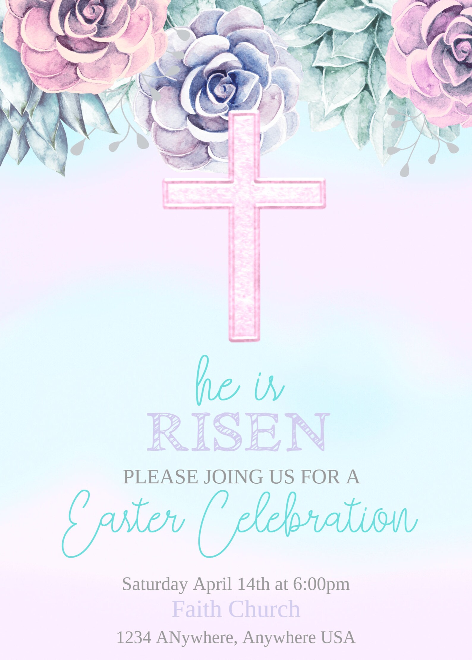 He is Risen Easter Invitation Religious Easter Easter Etsy
