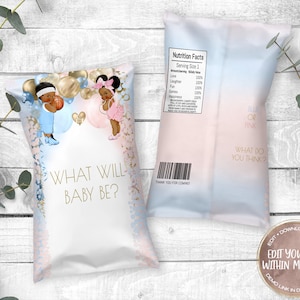 African American Free Throws or Pink Bows Chip Bag Wrap, Editable Template, Printable, Templett, Edit Yourself, Instant Download
