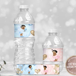 African American Touchdowns or Tutus Water Bottle Label, Editable Template, Printable, Templett, Edit Yourself, Instant Download