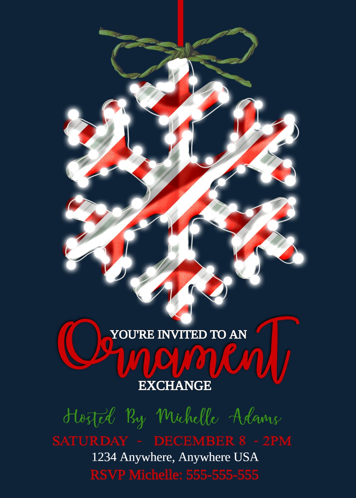 Ornament Exchange Invitation Christmas Party Invite Xmas Etsy