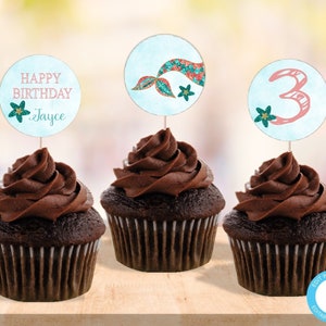Mermaid Cupcake Toppers, Mermaid Party, Printable Cupcake Toppers, Cupcake Toppers, Cupcake Toppers Birthday, Mermaid Tail, Cake Topper