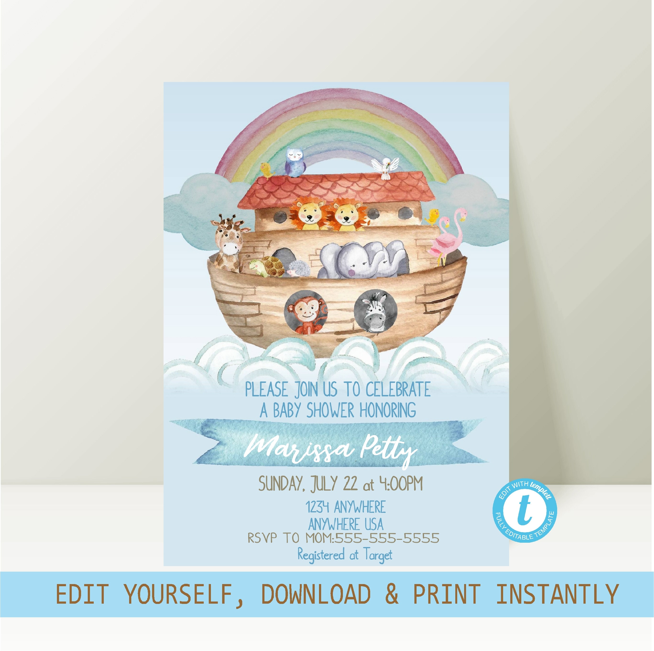 Noah's ark sale baby shower invitations