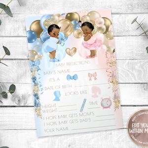 African American Touchdowns or Tutus Prediction Game Card, Editable Template, Printable, Templett, Edit Yourself, Instant Download