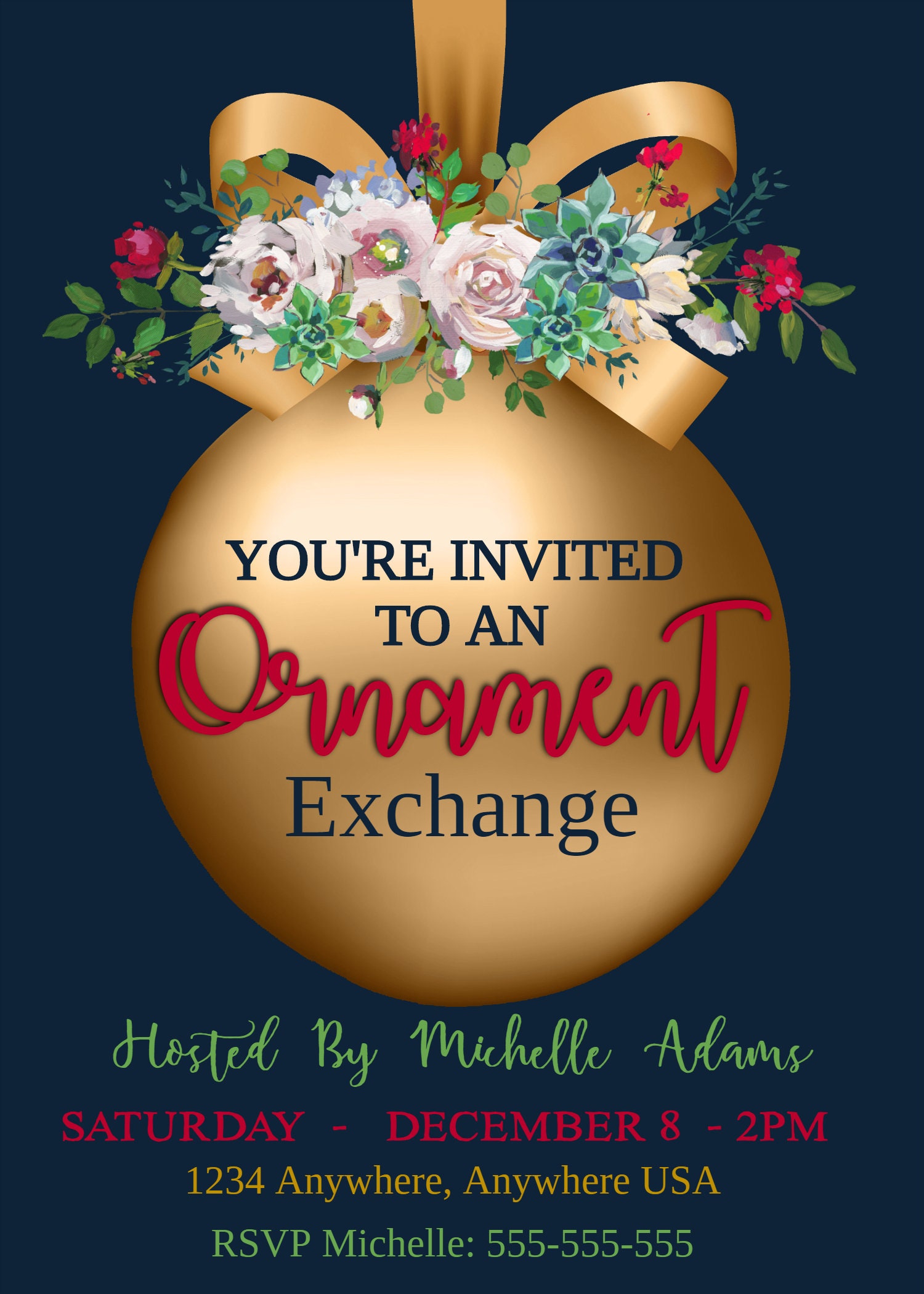 Ornament Exchange Invitation Christmas Party Invite Xmas Etsy