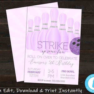 Bowling Birthday Invitation, Bowling Birthday Party Invitation, Bowling Party Invite, Bowling Invitation Instant Download, Bowling Invite