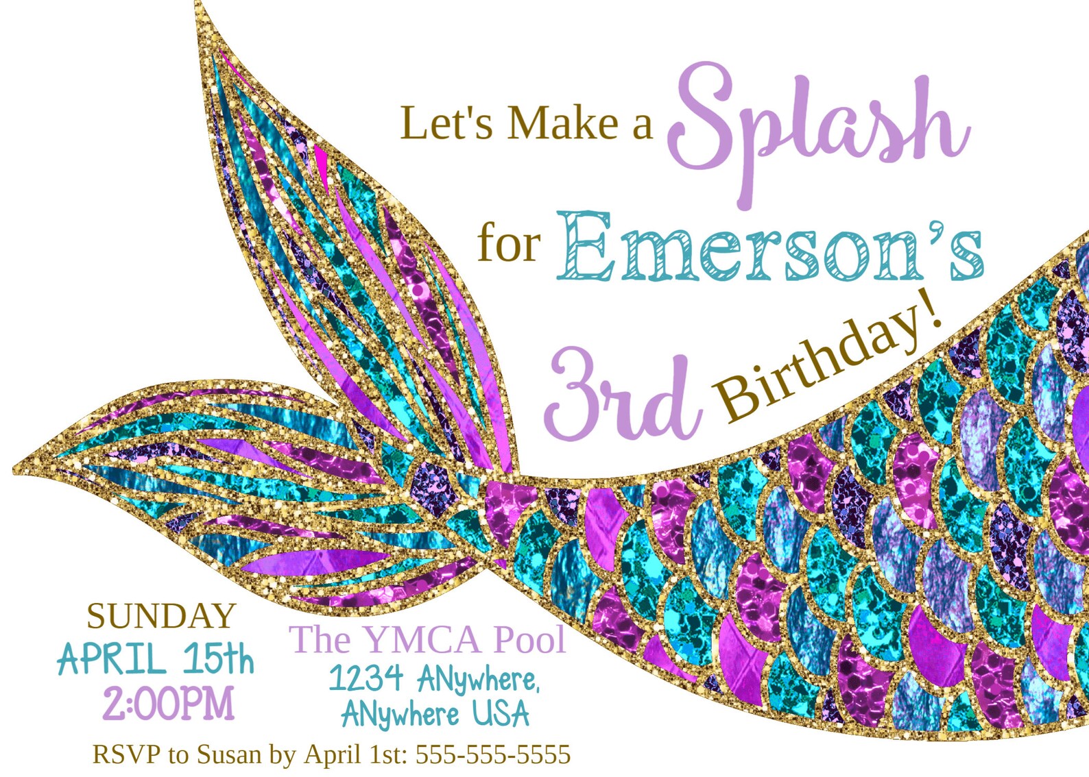 Mermaid Birthday Invitation Mermaid Invitation Mermaid Etsy