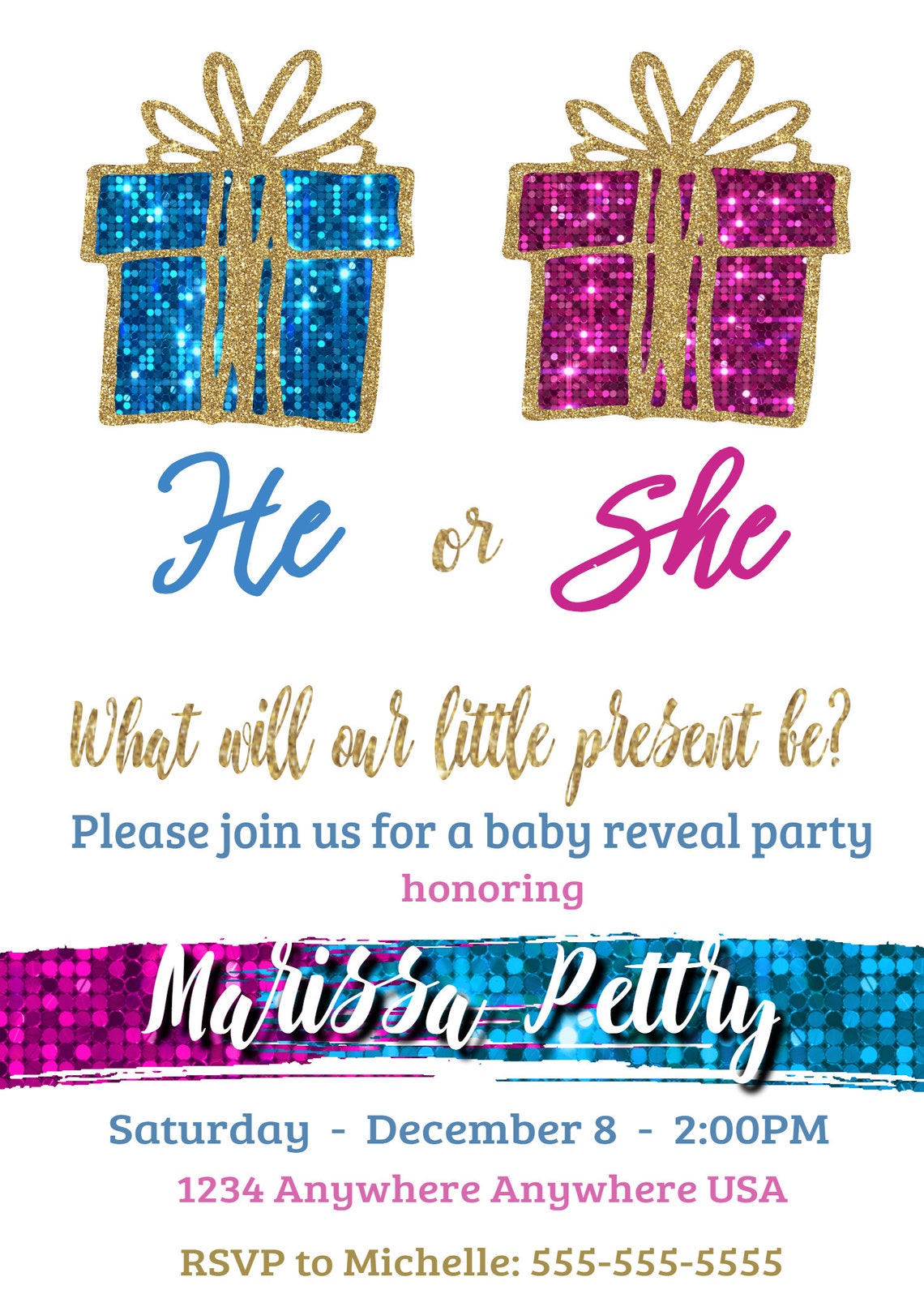 Holiday Gender Reveal Invitation Christmas Gender Reveal Etsy