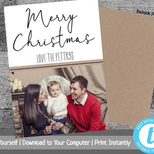 Photo Christmas Card Template, Christmas Card with Photo, Christmas Photo Card, Holiday Card, Merry Christmas, Happy Holidays, Printable