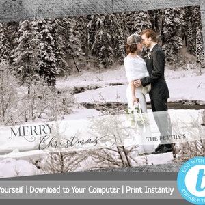 Christmas Card with Photo, Printable Xmas Card, Newlywed Christmas Card, Merry Christmas, Happy Holidays, Printable Christmas Card, Editable