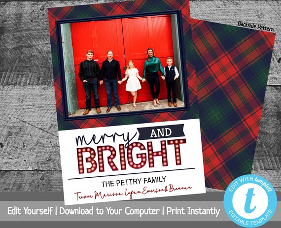 Rustic Christmas Card Printable Christmas Card With Photo | Etsy