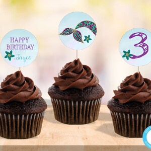 Printable Cupcake Toppers, Mermaid Cupcake Toppers, Mermaid Party, Cupcake Toppers, Cupcake Toppers Birthday, Mermaid Tail, Cake Topper