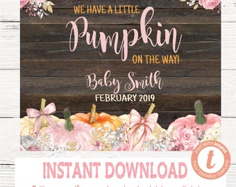 PRINTABLE Pumpkin Pregnancy Announcement, Fall Pregnancy Announcement ...