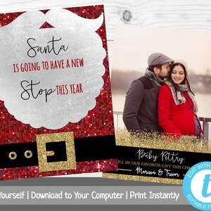 Christmas Pregnancy Announcement Card, Christmas Card with Photo, Baby Announcement, New Baby Christmas, Happy Holidays, Printable Card